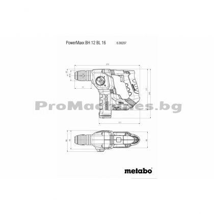 Перфоратор акумулаторен 12V 1.3J без батерии - Metabo BH 12 BL 16 SOLO 