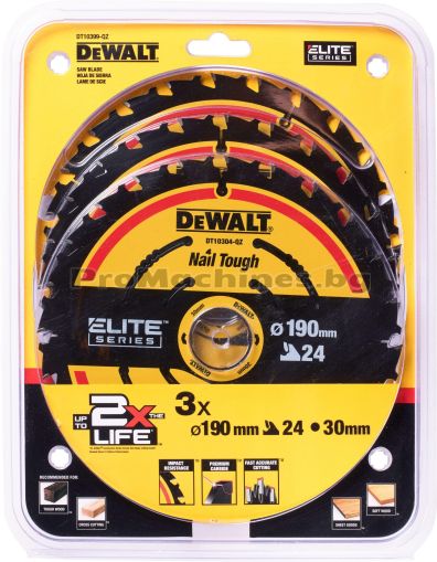 Комплект циркулярни дискове за дърво DeWALT DT10399-QZ, 190 x 30, 3 бр.